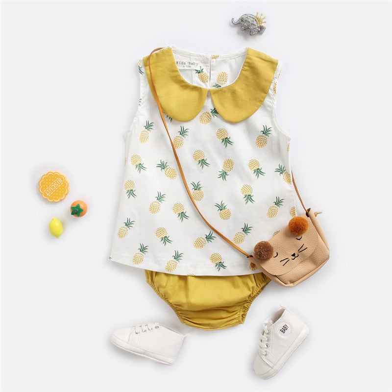 Baby Two-piece Summer Cotton Children's Clothing Baby T-shirt Sleeveless - Little Giggles Galore