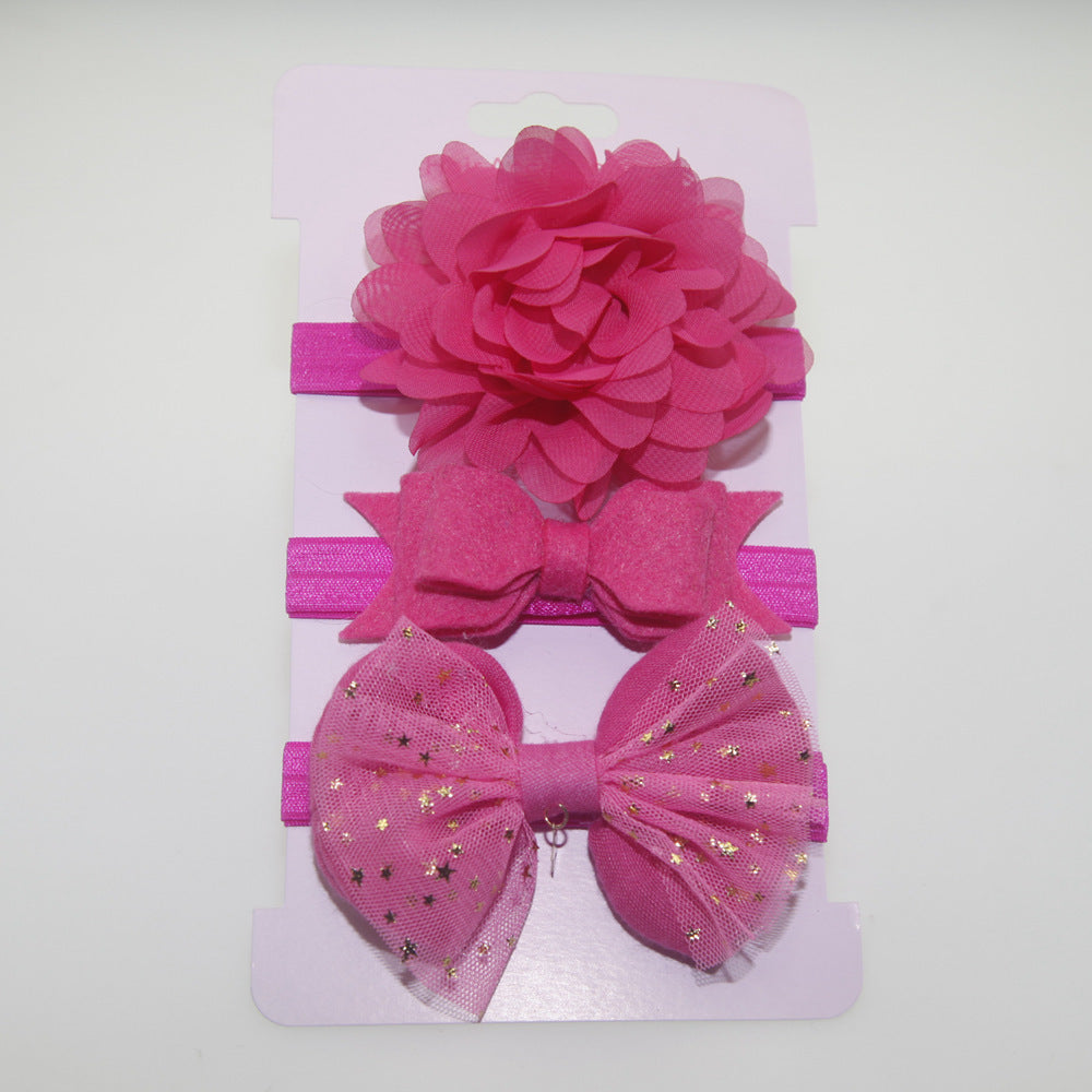 Flower & Bow Headbands-3 Piece Set - Little Giggles Galore