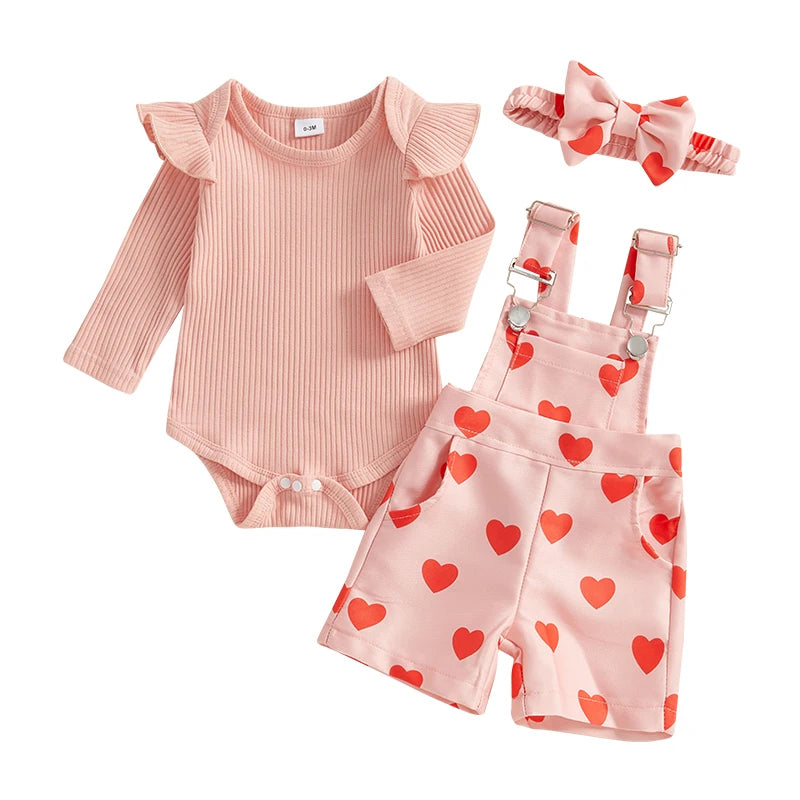 Heart Overalls & Bodysuit Set