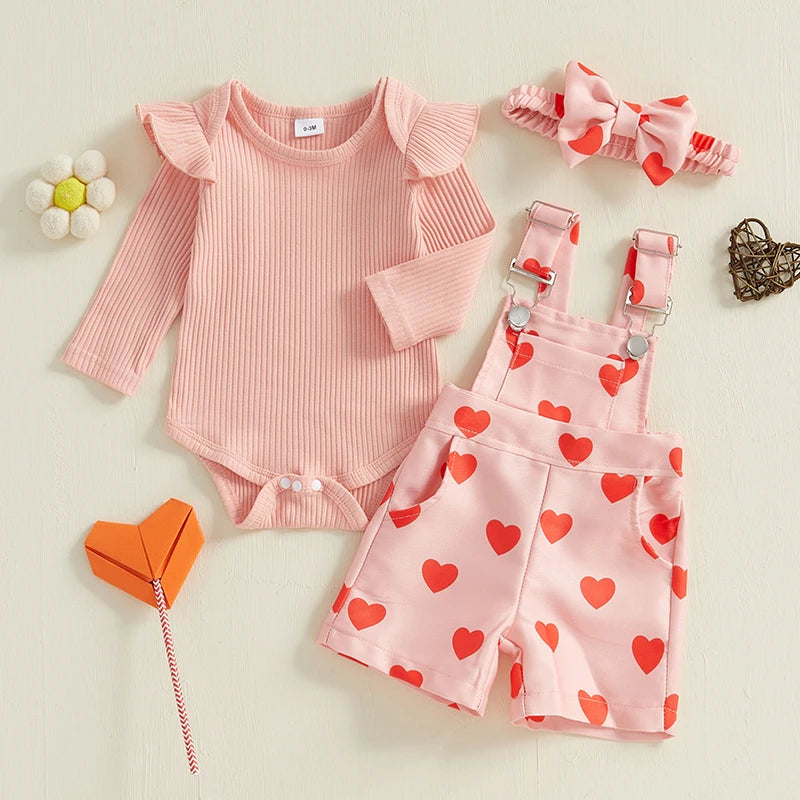 Heart Overalls & Bodysuit Set