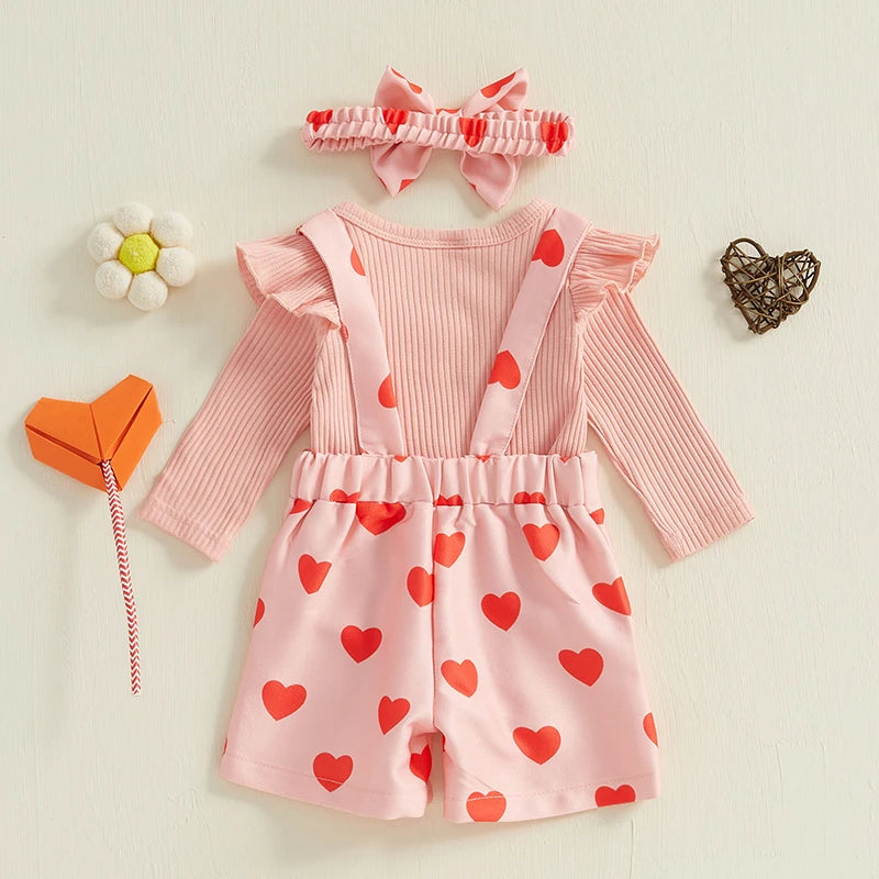 Heart Overalls & Bodysuit Set