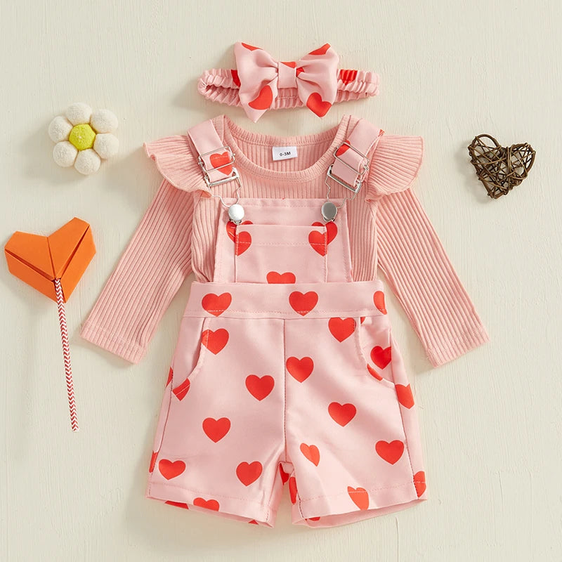Heart Overalls & Bodysuit Set