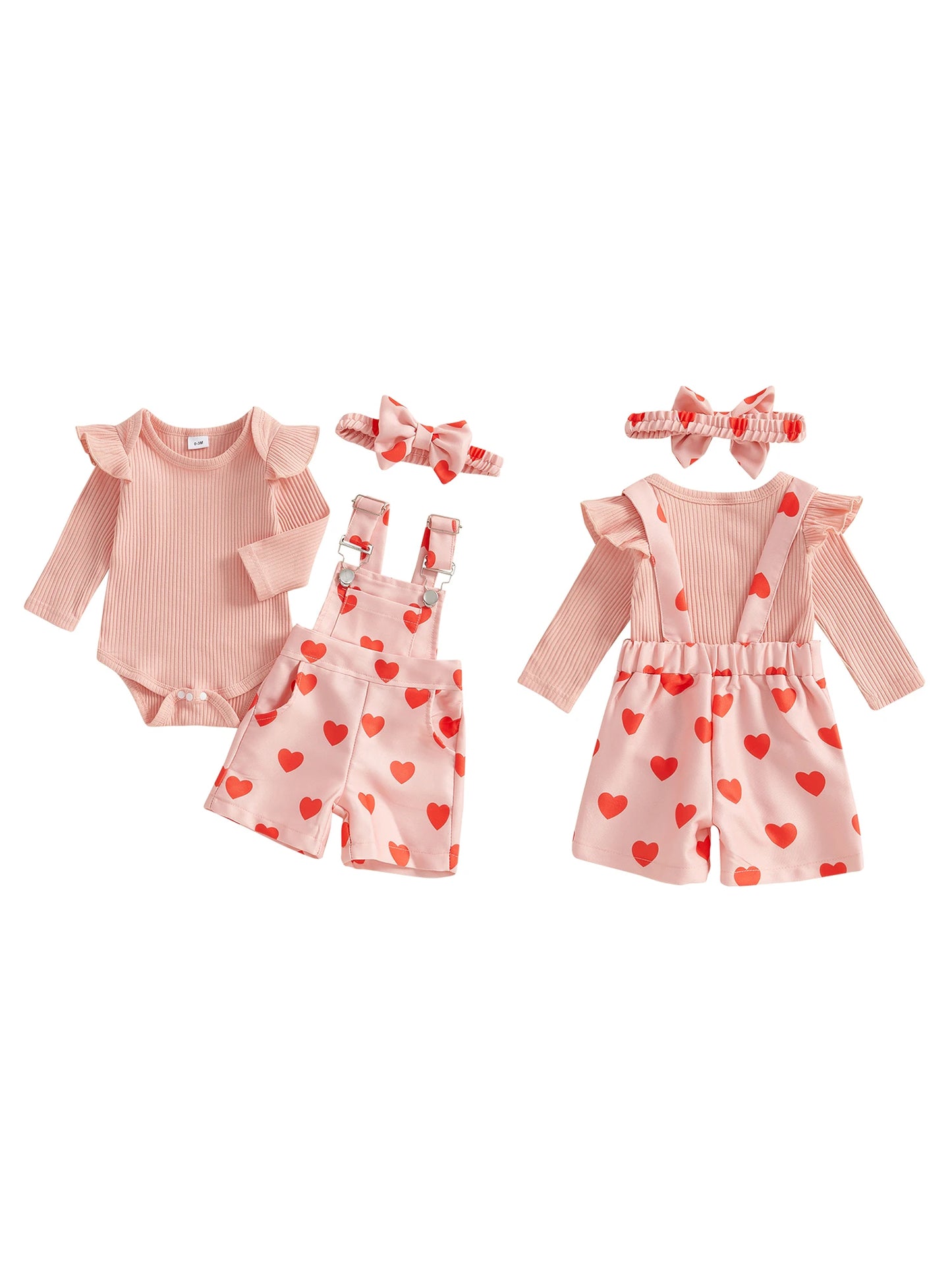 Heart Overalls & Bodysuit Set