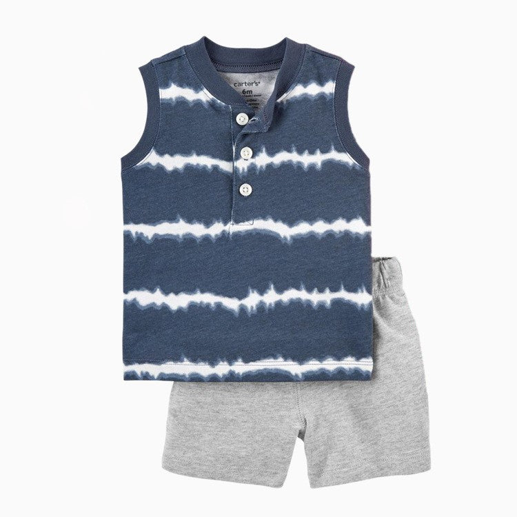 Blue & White Short Set - Little Giggles Galore