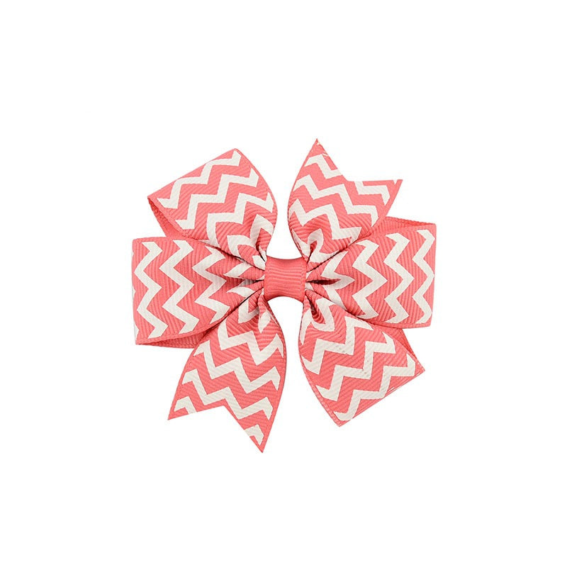 Chevron Pattern Bow Hair Clip - Little Giggles Galore