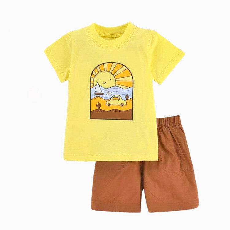 Landscape Shirt & Short 2 Piece Outfit - Little Giggles Galore