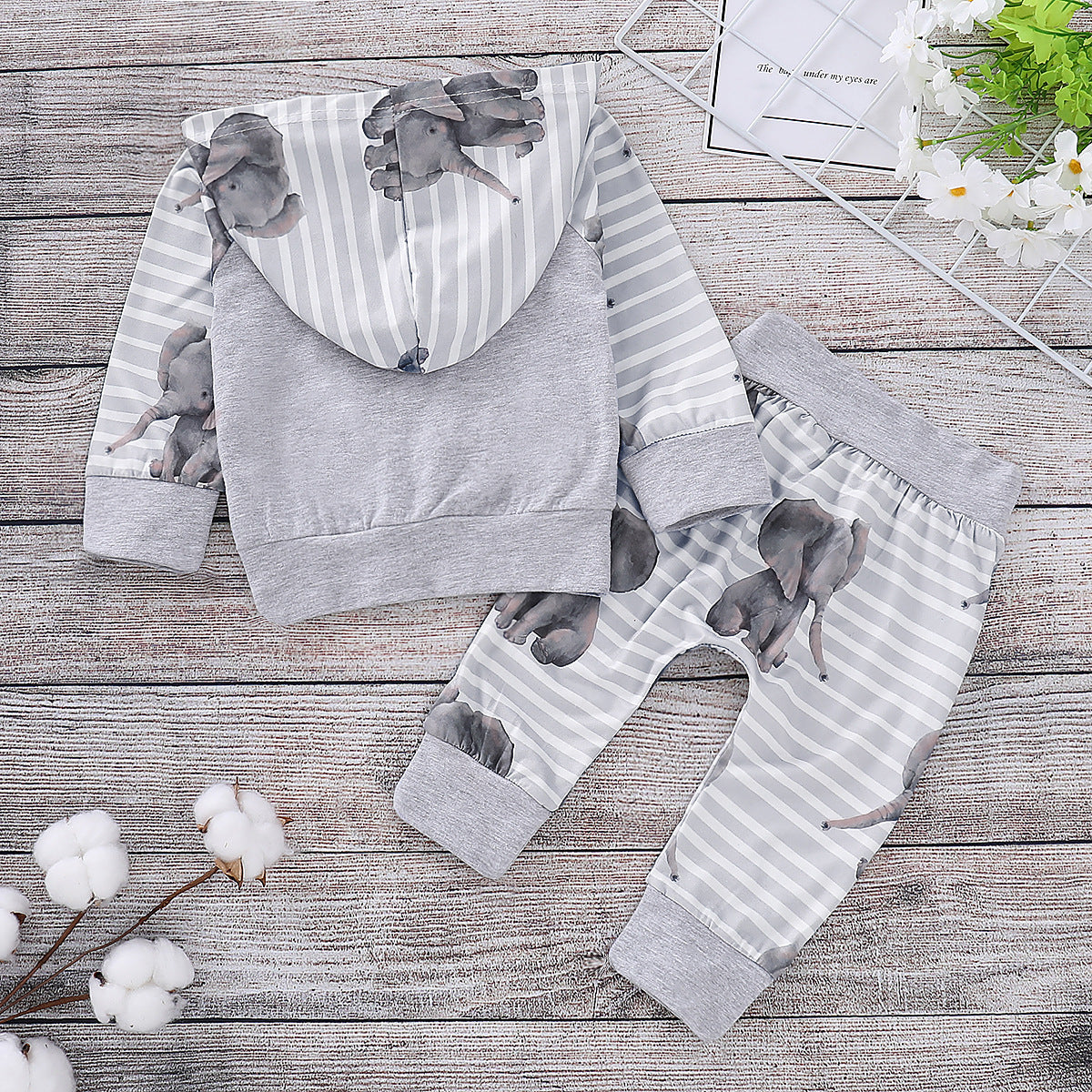 Baby Elephant Hoodie & Pant Outfit - Little Giggles Galore