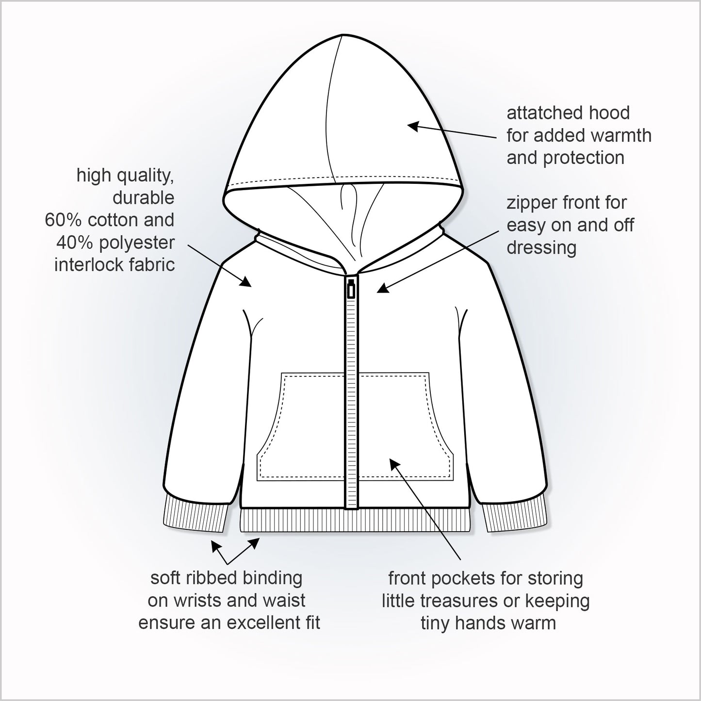 White Hoodie Jacket - Little Giggles Galore