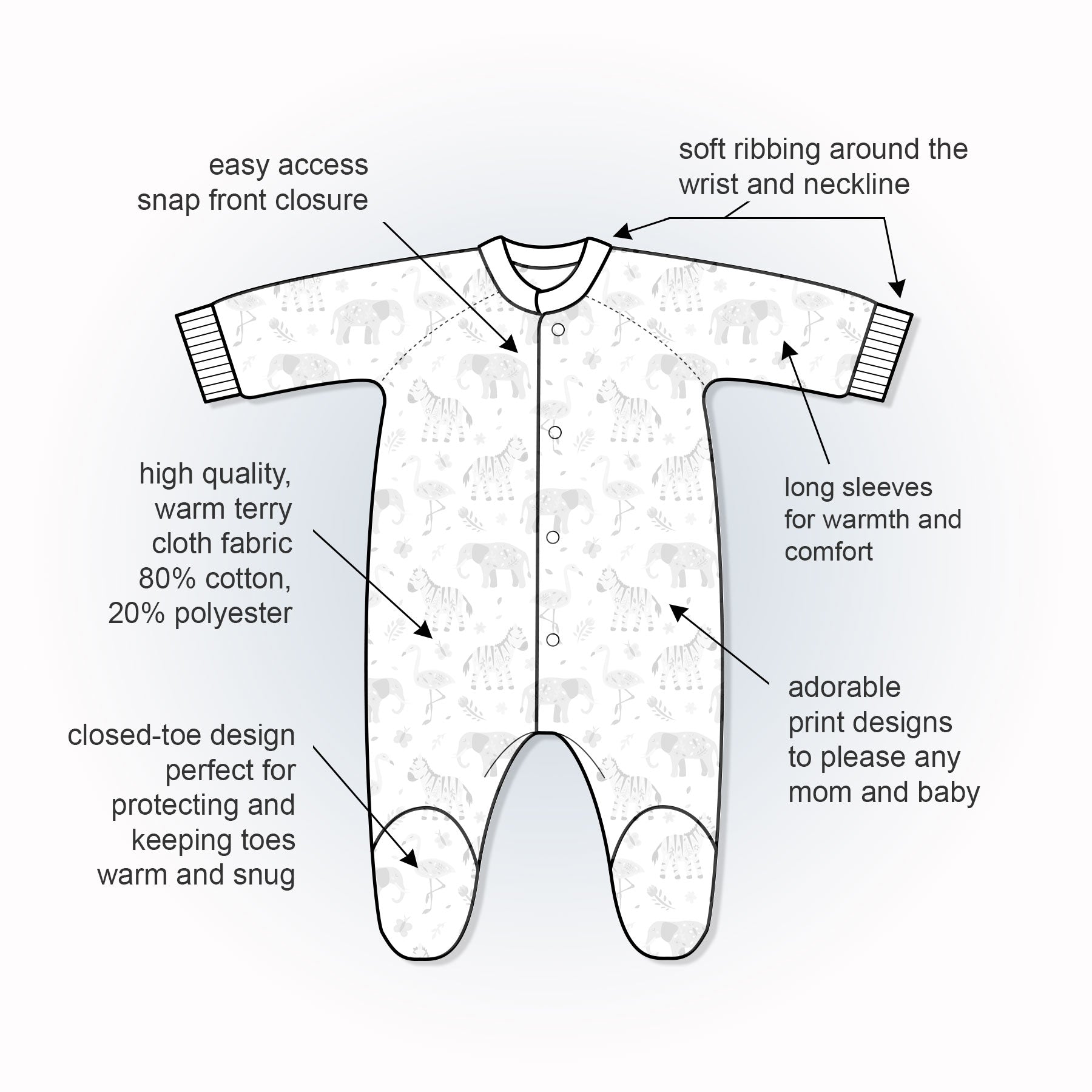 Bunny Terry Cloth Sleep & Play - Little Giggles Galore