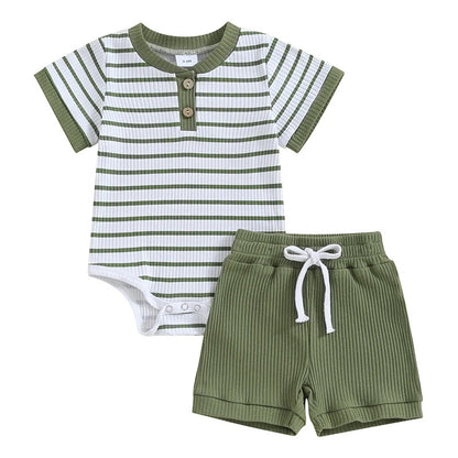 Striped Bodysuit & Short Set - Little Giggles Galore