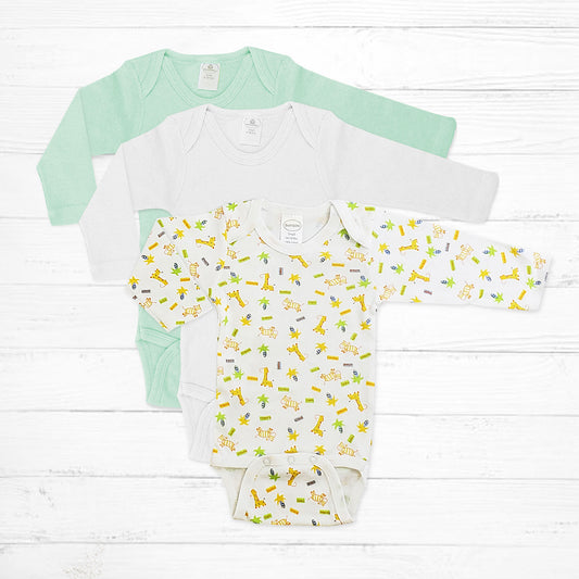 Giraffe Print Long Sleeve Bodysuit Pack - Little Giggles Galore