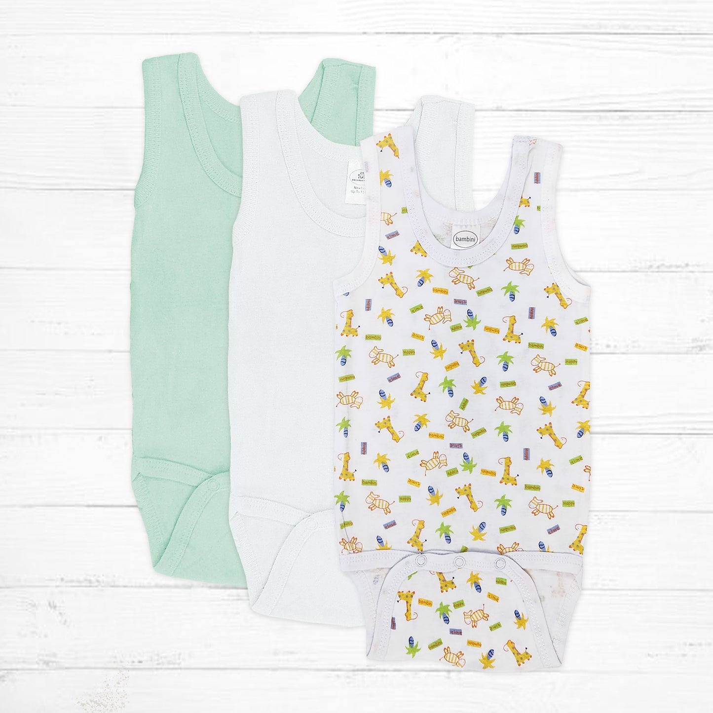 Aqua Giraffe Sleeveless Bodysuit Pack - Little Giggles Galore