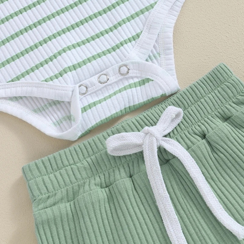 Striped Bodysuit & Short Set - Little Giggles Galore