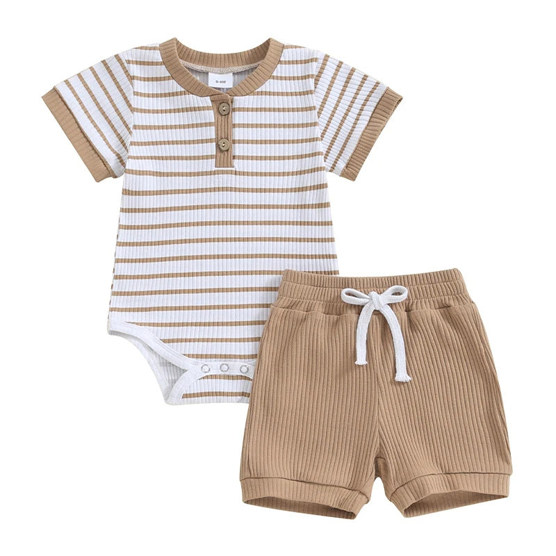 Striped Bodysuit & Short Set - Little Giggles Galore