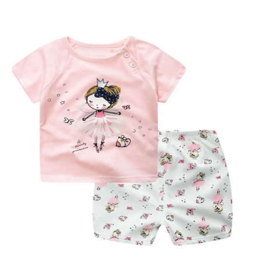 Ballerina T Shirt & Short Outfit - Little Giggles Galore