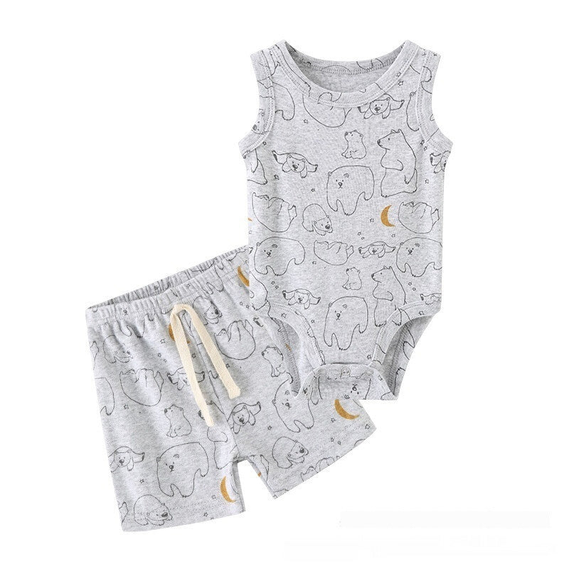 Patterned Pajama Bodysuit and Shorts Sets - Little Giggles Galore