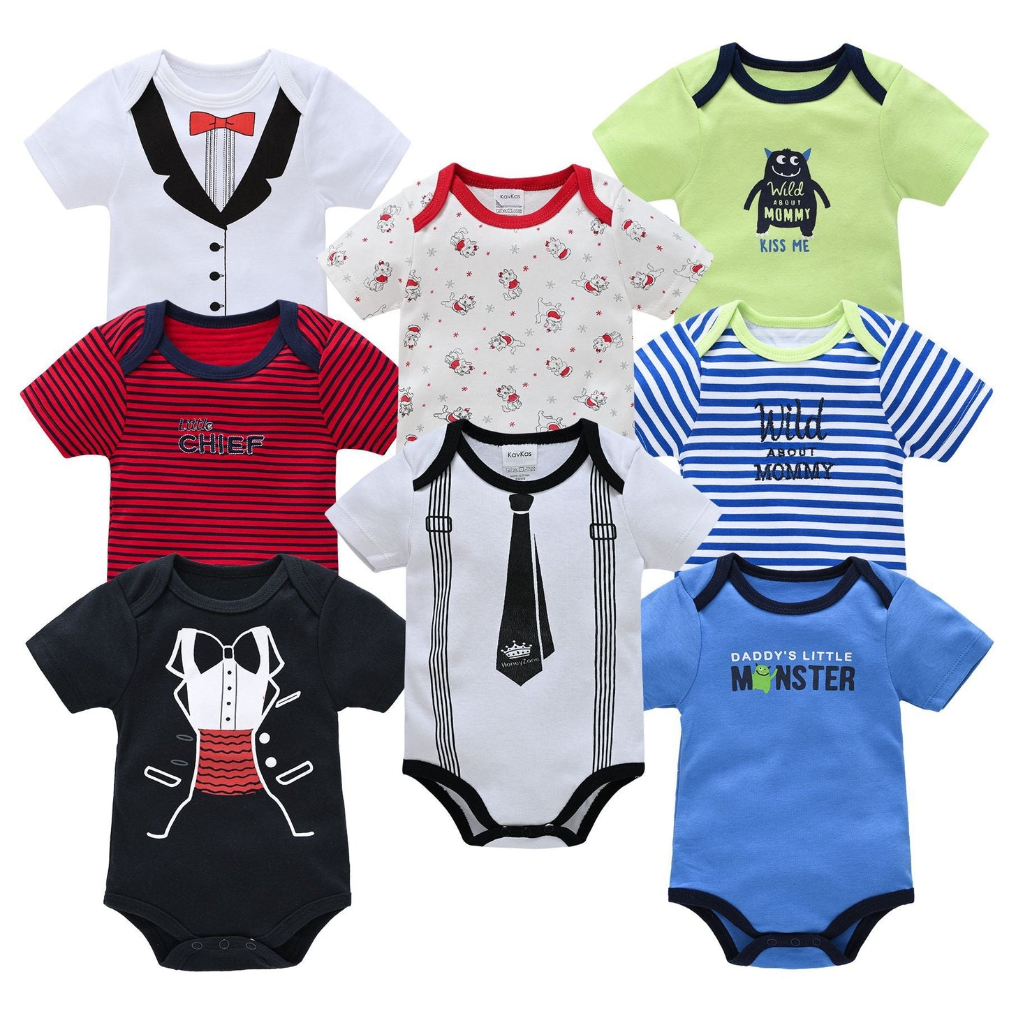 Tuxedos 8 Piece Bodysuit Set - Little Giggles Galore