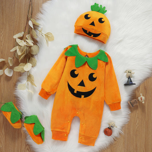 Halloween Pumpkin Romper-3 Piece Set