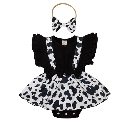 Apron Skirted Bodysuit with Headband - Little Giggles Galore