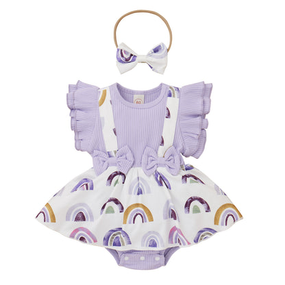 Apron Skirted Bodysuit with Headband - Little Giggles Galore