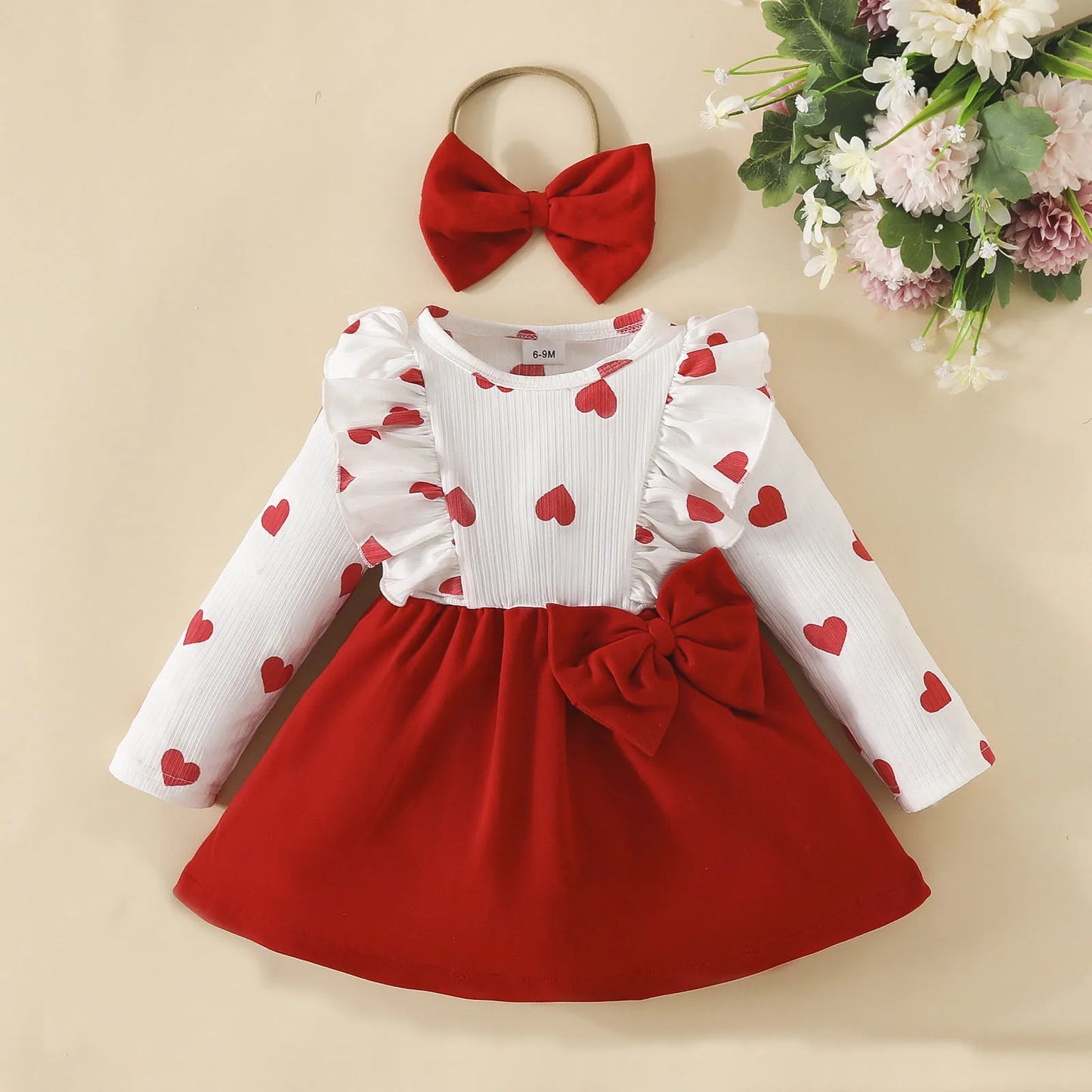 Heart Dress With Matching Bow Headband