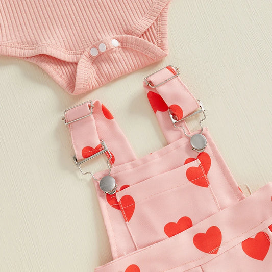 Heart Overalls & Bodysuit Set