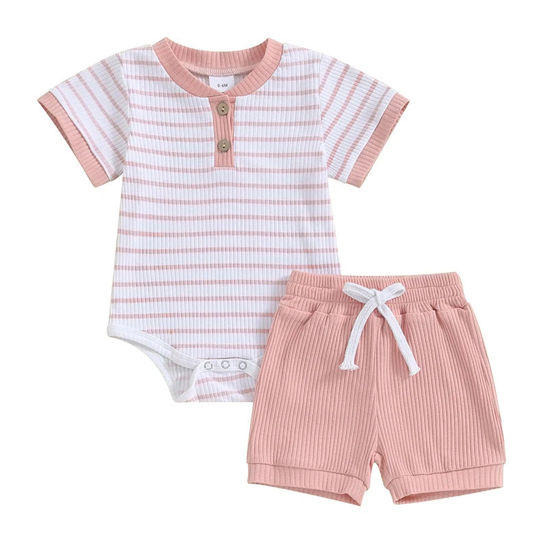 Striped Bodysuit & Short Set - Little Giggles Galore