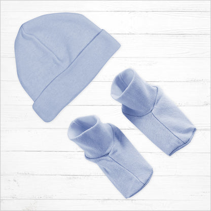 Blue Infant Beanie and Booties Set - Little Giggles Galore