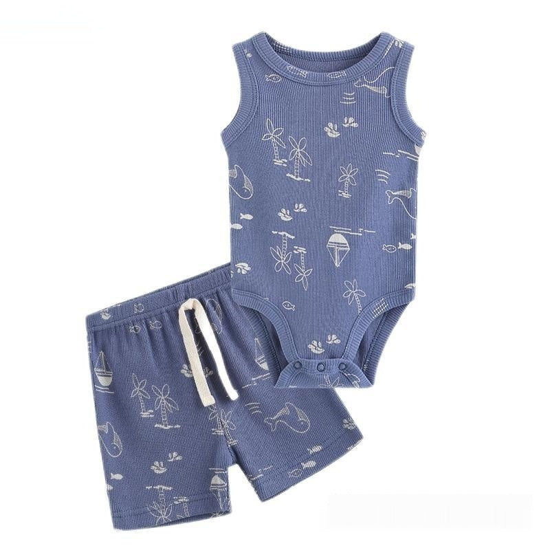 Patterned Pajama Bodysuit and Shorts Sets - Little Giggles Galore