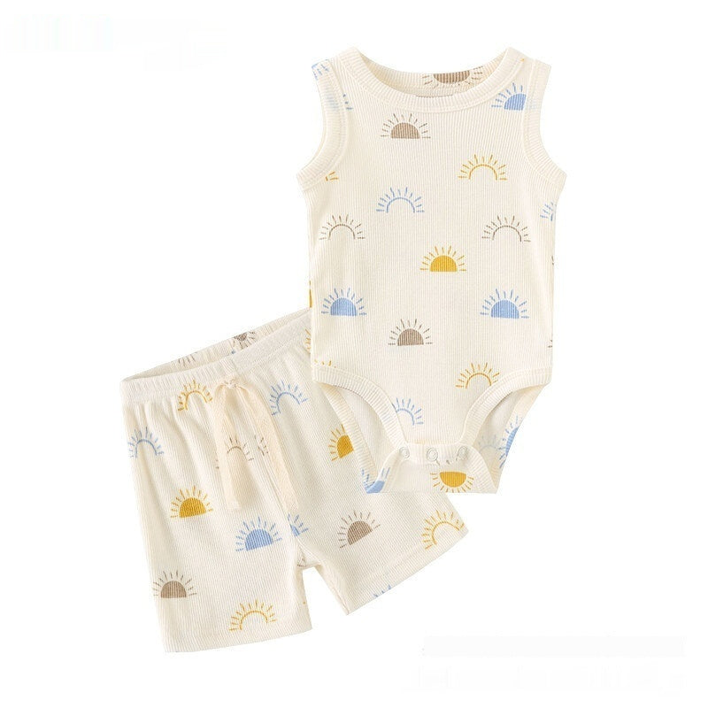 Patterned Pajama Bodysuit and Shorts Sets - Little Giggles Galore