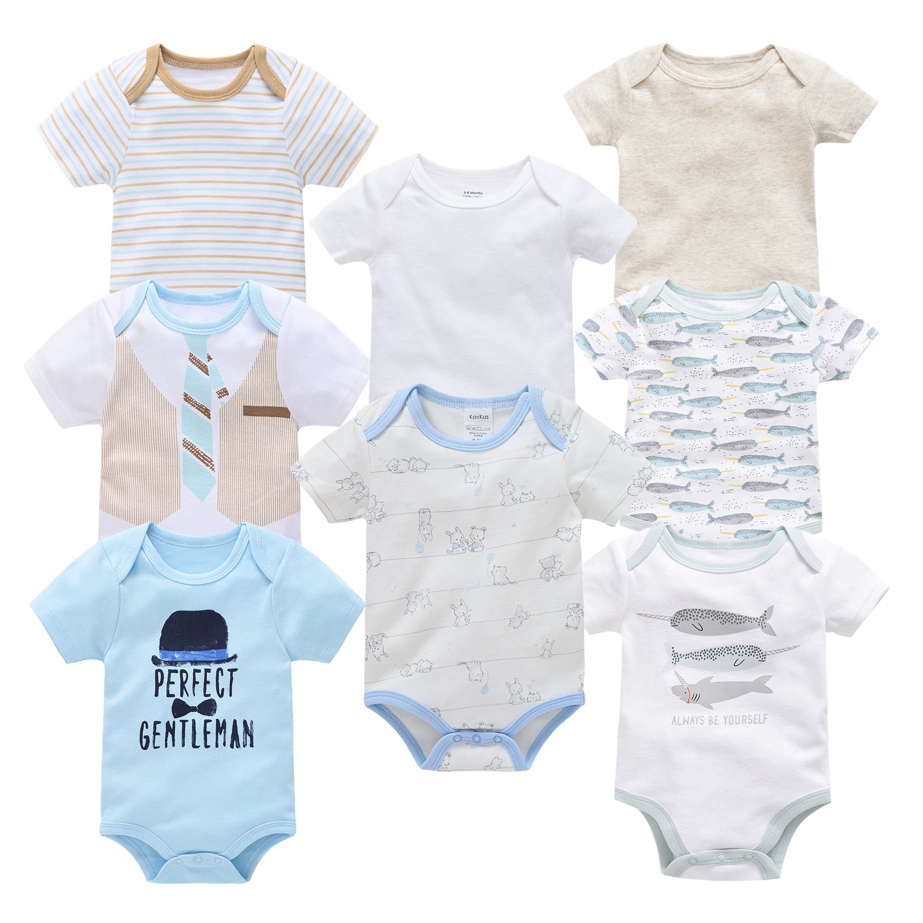 Perfect Gentlemen  8 Piece Bodysuit Set - Little Giggles Galore