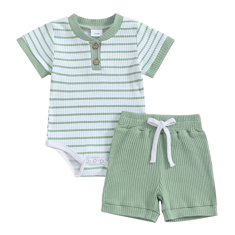 Striped Bodysuit & Short Set - Little Giggles Galore