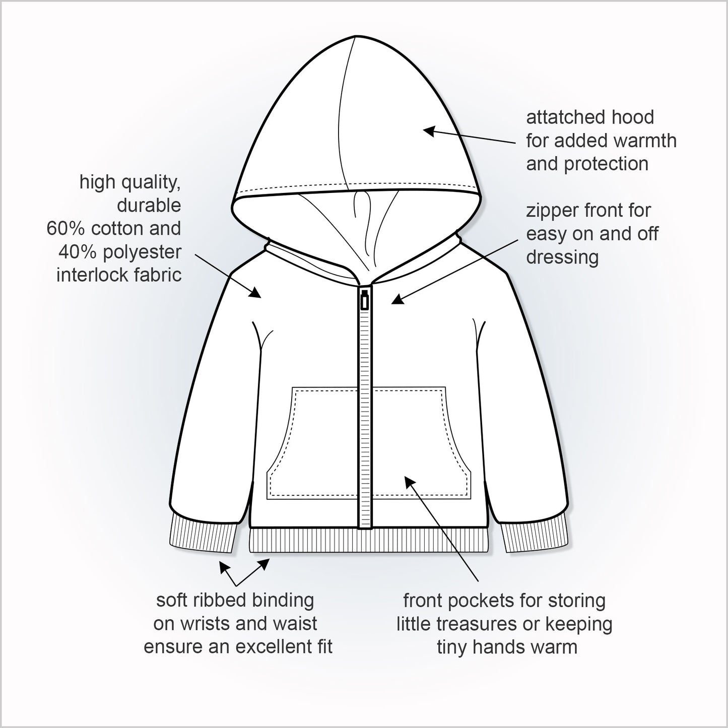 Grey Hoodie Jacket - Little Giggles Galore