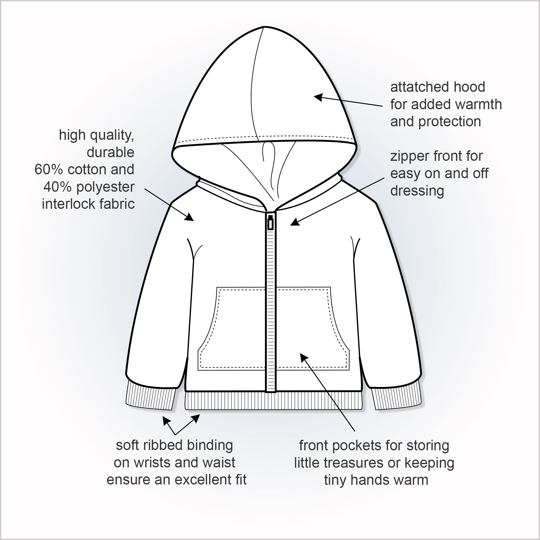 Grey Hoodie Jacket - Little Giggles Galore