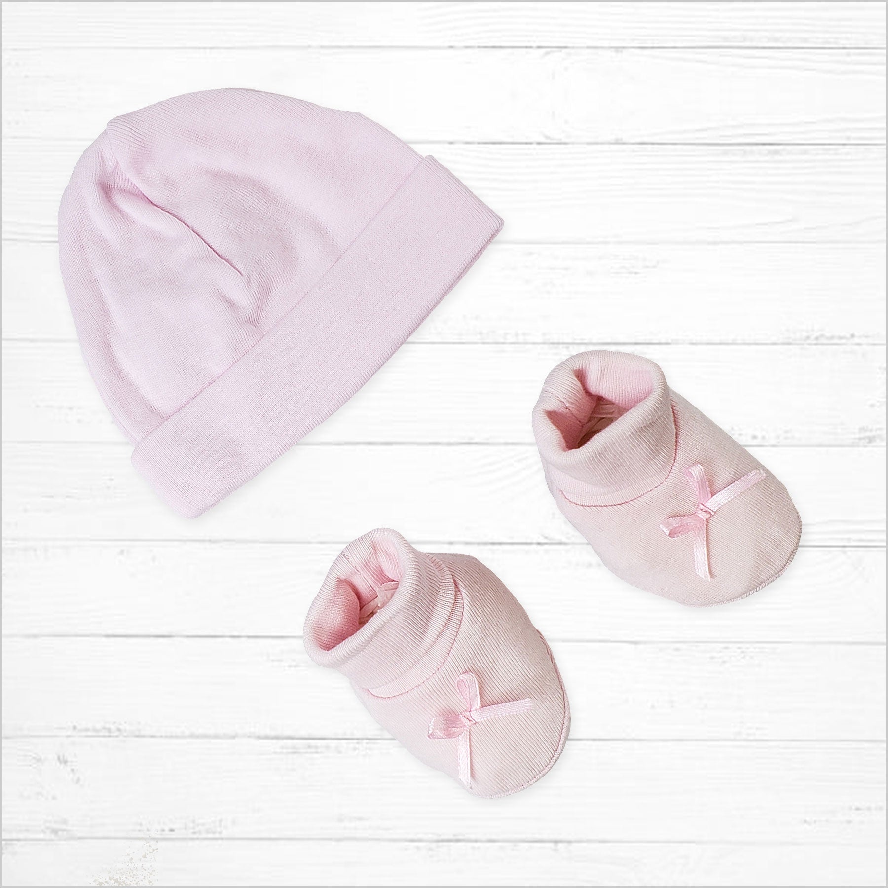 Pink Preemie Beanie and Booties Set - Little Giggles Galore